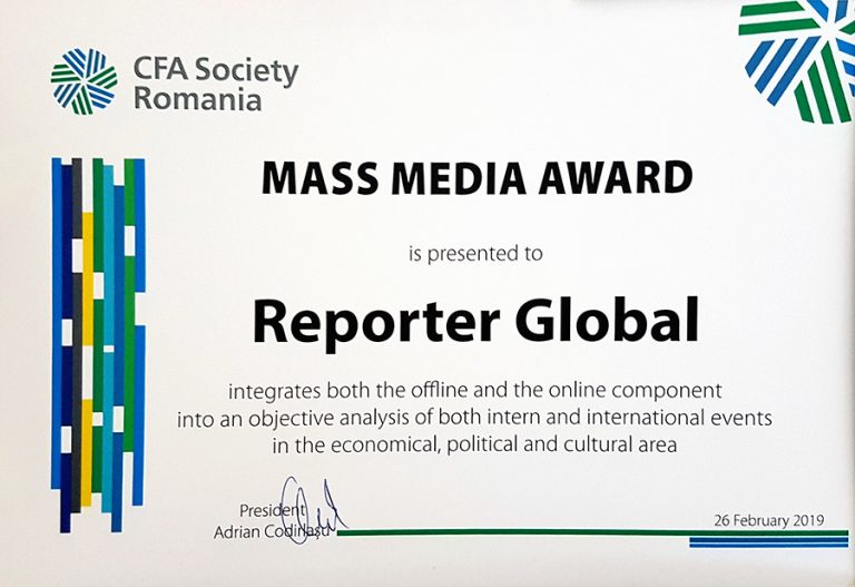 Reporter Global, premiat de Asociația CFA România
