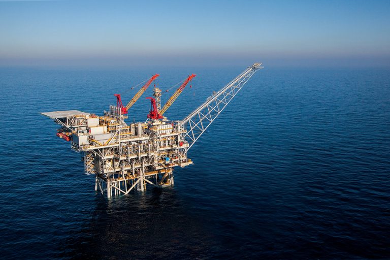 MEDITERRANEAN SEA, ISRAEL - MARCH 28: In this handout image provided by Albatross, The Tamar drilling natural gas production platform is seen some 25 kilometers West of the Ashkelon shore on March 28, 2013 in Israel. The offshore Tamar drilling site which was originally dispatched from a shipyard in Texas at the end of last year is due to start producing natural gas next week. Over the past few years Israel has suffered from a shortage in natural gas, but with the new platform that weighs 34,000 tons and will be mainly operated by Israelis, the US company Nobel Energy which owns a 36% stake in Tamar, hopes to change Israel's energy situation as well as the economy as a whole. (Photo Photo by Albatross via Getty Images)