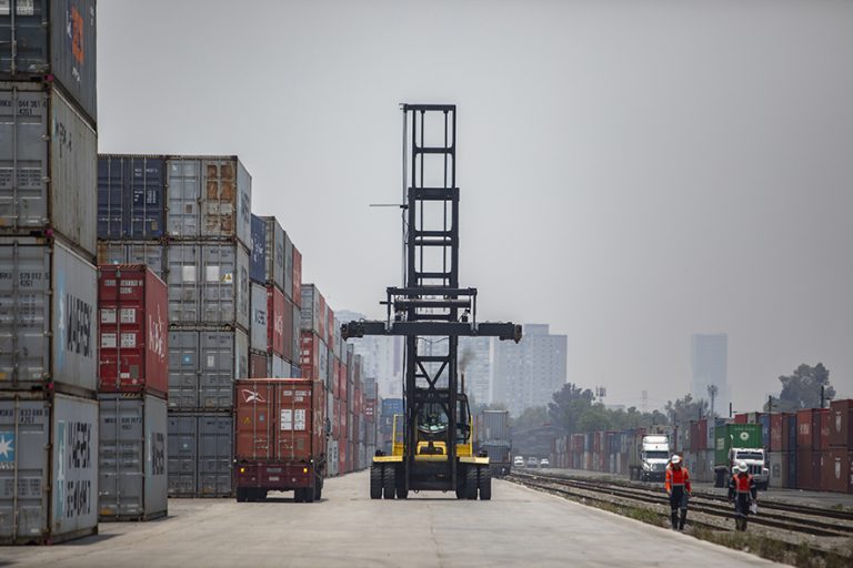 MEXICO CITY, MEXICO - JUNE 07: A view of Export freight containers with Mexican produced goods ready to be shipped to the US in the Pantaco customs complex on June 7, 2019 in Mexico City, Mexico. President Donald Trump's threatened to impose a 5-percent tariff on all imports to the United States if Mexico does not do more to restrict migrants from Central America from coming to the U.S. (Photo by Hector Vivas/Getty Images)