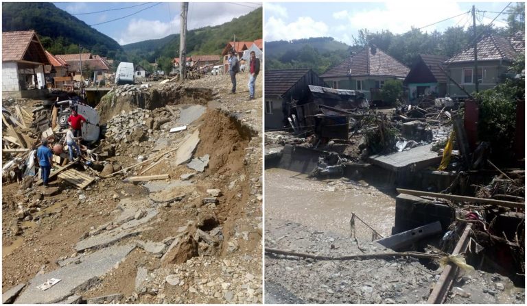 Furia naturii: peste 100 de localități din țară, sub ape. Case distruse și cratere lăsate de inundații