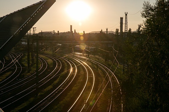 BUDAPEST, HUNGARY - JULY 20: The sun sets over railway tracks leading to Keleti station on July 20, 2016 in Budapest, Hungary. Last summer thousands of refugees and migrants were using the so-called 'Balkans route' every day in the largest migration of people since the Second World War. The route was closed in the spring of 2016 after a number of countries, including Hungary built fences and closed their borders and also after the EU negotiated a deal with Turkey to stem the flow across the Aegean. (Photo by Matt Cardy/Getty Images)