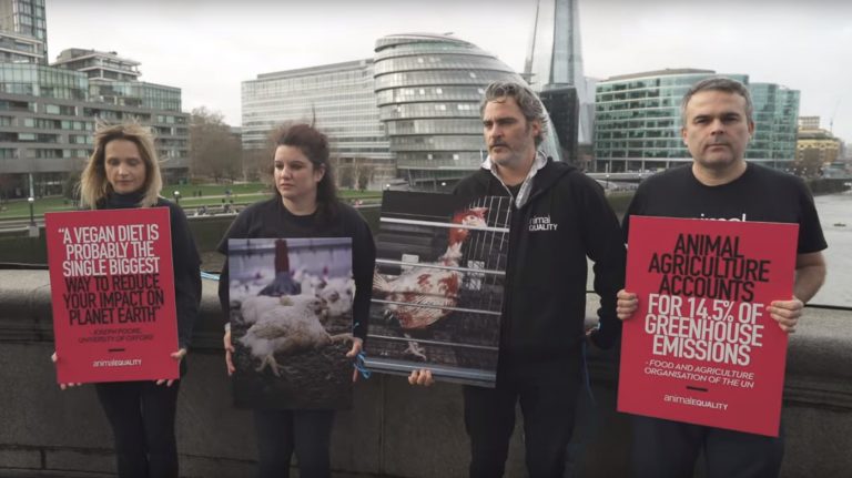VIDEO Actorul Joaquin Phoenix, printre activiștii care au protestat legați de un pod din Londra